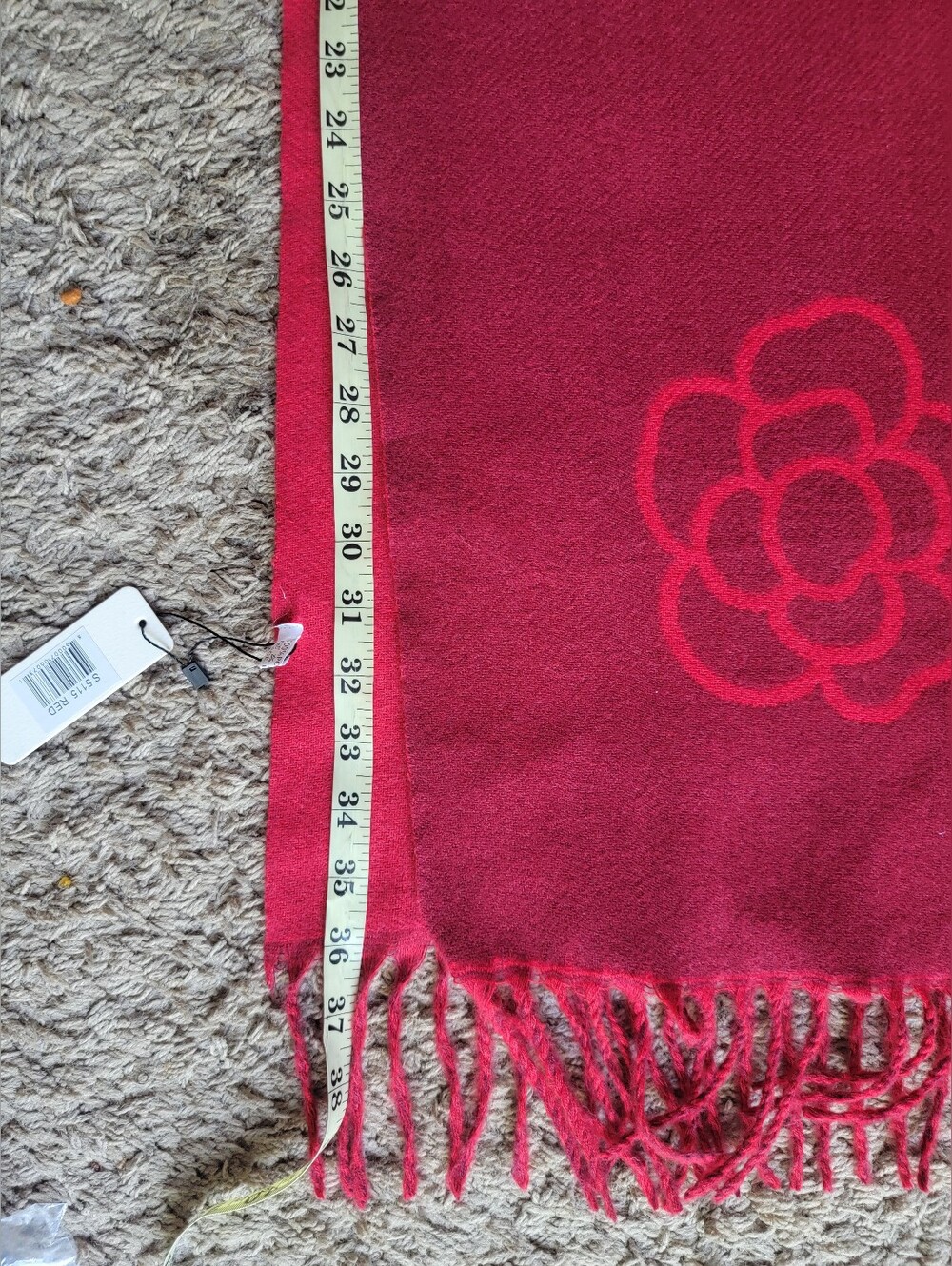 Red Floral Fringe Throw Blanket - Unbranded - Picture 2 of 4